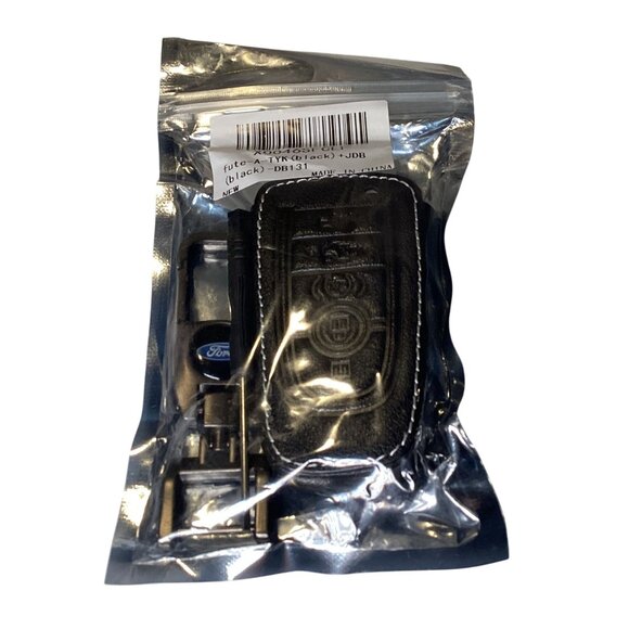 For Ford Premium Key Fob and Key Chain Faux Black Leather New - Picture 4 of 4